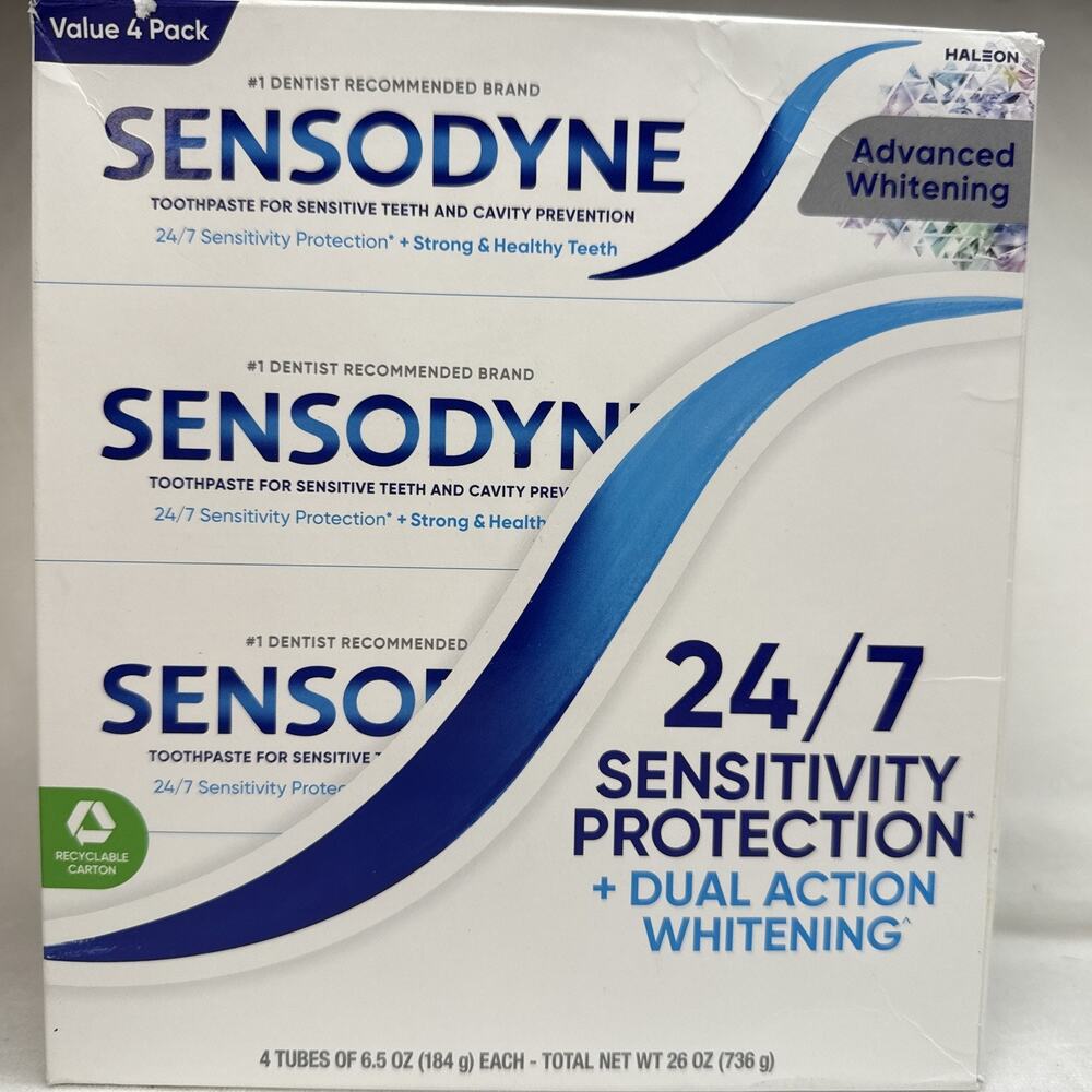 4 Pack Sensodyne Advanced Whitening Sensitive Toothpaste 6.5 oz